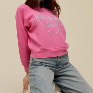 Daydreamer Fleetwood Mac Pink Crewneck Sweatshirt with Metallic Logo Detail